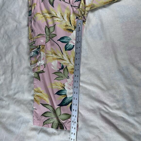 Lucky Brand Dungarees Capri Pants Size 6 Vintage Y2K Floral Printed Cargo Pink - Picture 7 of 8
